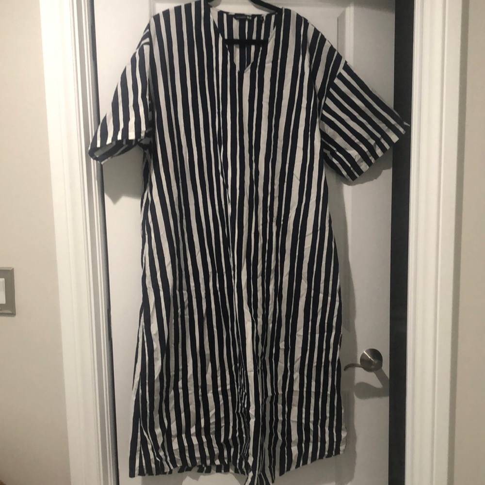Marimekko x Uniqlo Cotton Navy and White Striped Caftan. NWOT Size M